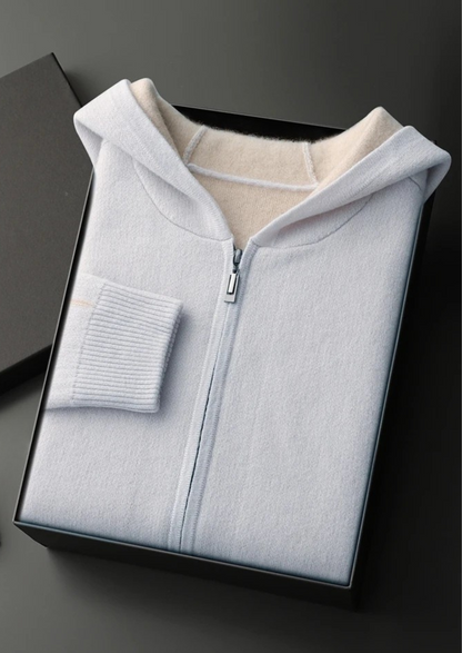 Premium Cashmere Two-Tone Zipper Hoodie | Auremmont