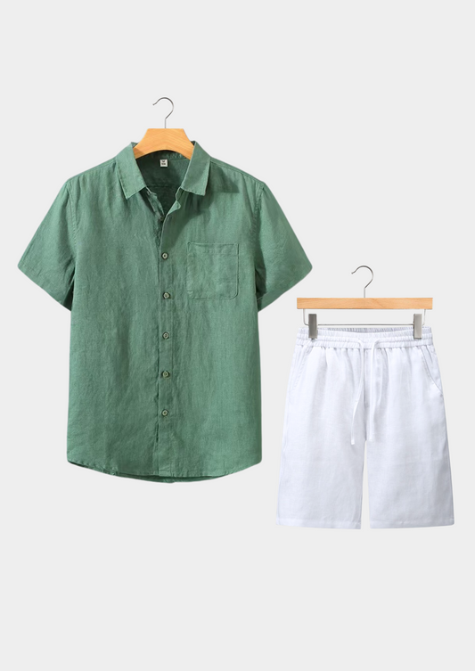Dolcevita Shortsleeve Summer Set - Green/white | Auremmont