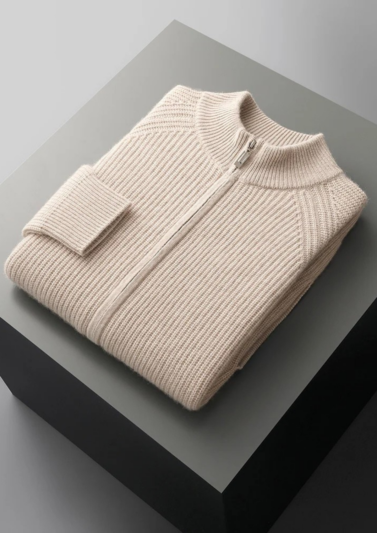 Premium Cashmere Ribbed Cardigan | Auremmont