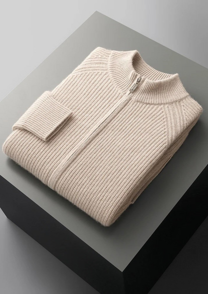 Premium Cashmere Ribbed Cardigan | Auremmont