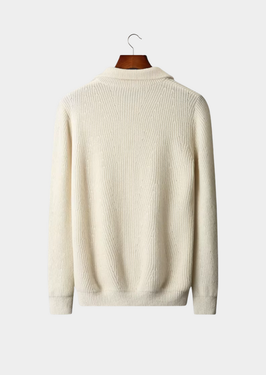 Pure Extra-Fine Merino Wool Ribbed Half-Zip | Auremmont