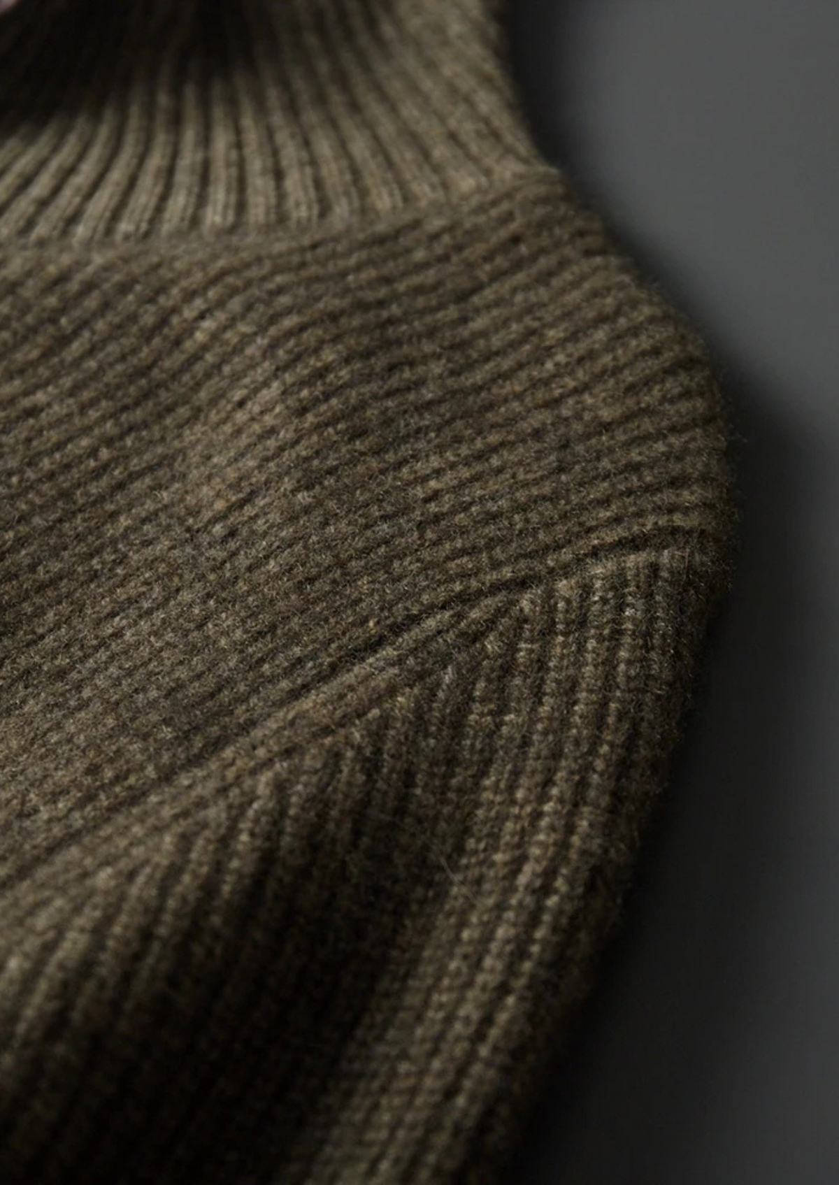Premium Cashmere Ribbed High Collar Cardigan | Auremmont