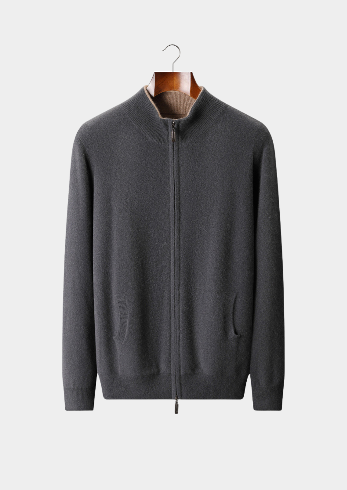 Pure Cashmere Dark Gray Dual Zip Cardigan | Auremmont