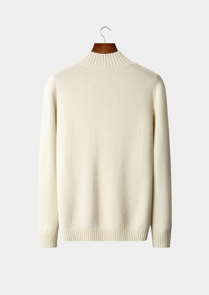Pure Cashmere Ivory Patterned Mockneck | Auremmont