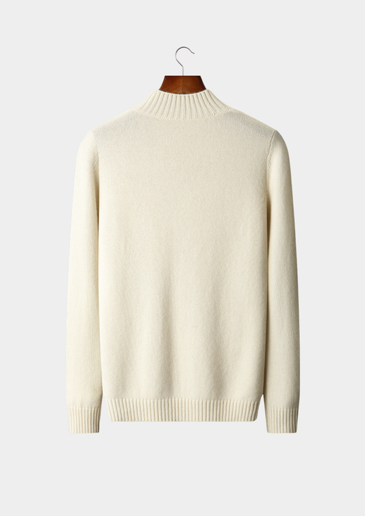 Pure Cashmere Ivory Patterned Mockneck | Auremmont