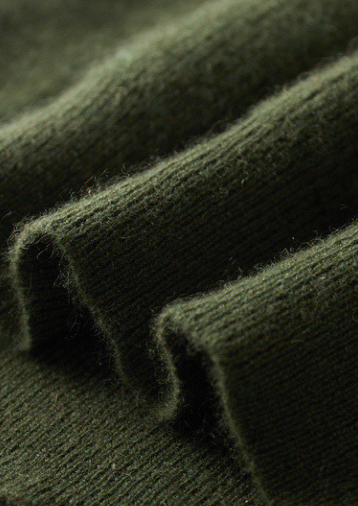 Pure Cashmere Olive Ribbed Half Zip | Auremmont