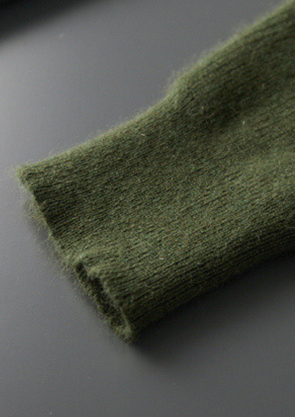 Pure Cashmere Olive Ribbed Half Zip | Auremmont