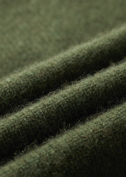 Pure Cashmere Olive Ribbed Half Zip | Auremmont