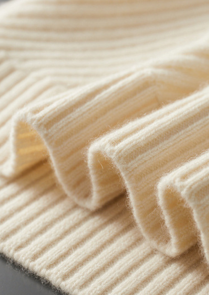 Pure Cashmere Ivory Patterned Mockneck | Auremmont