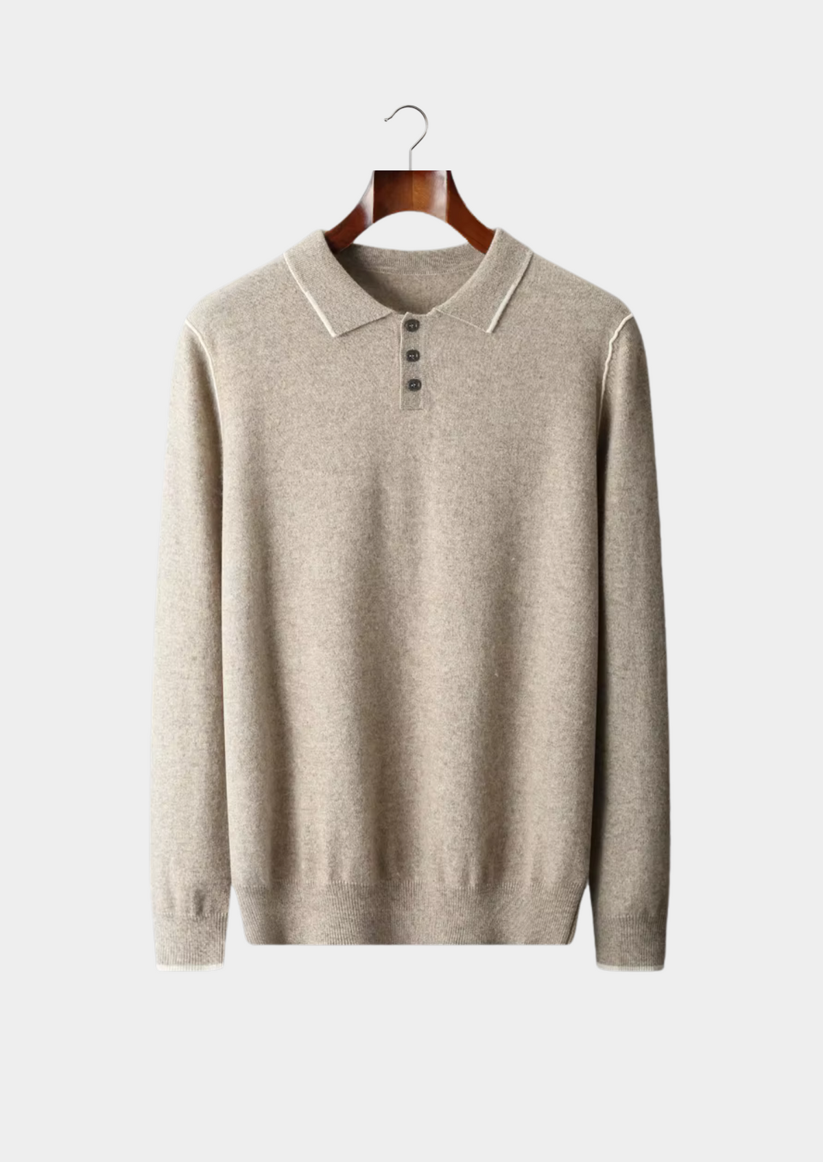 Premium Cashmere Two Tone Button Polo | Auremmont
