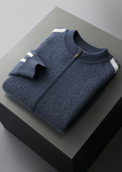 Pure Extra-Fine Merino Wool Striped Cardigan | Auremmont