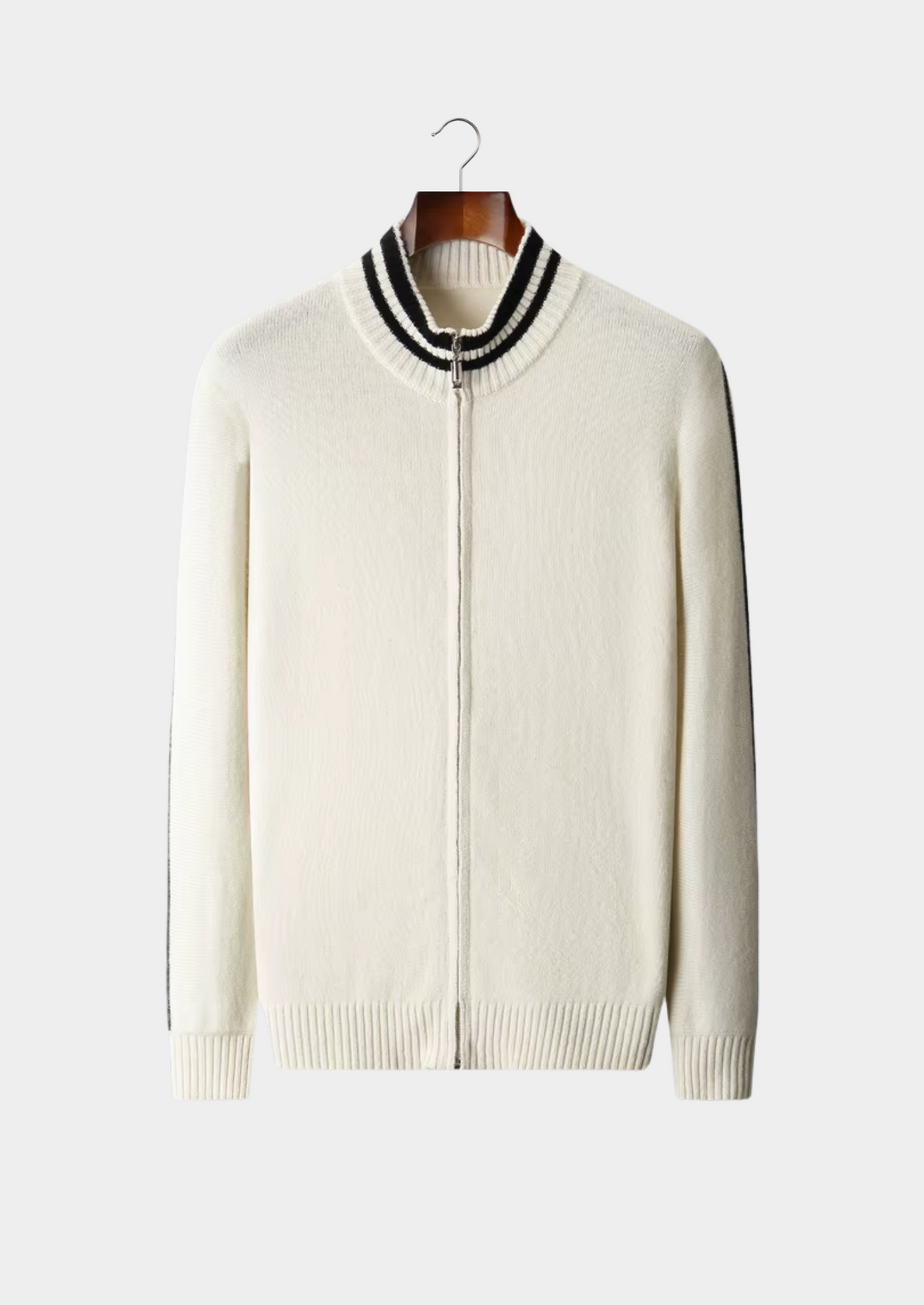 Pure Extra-Fine Merino Wool Two Tone Zip Cardigan | Auremmont