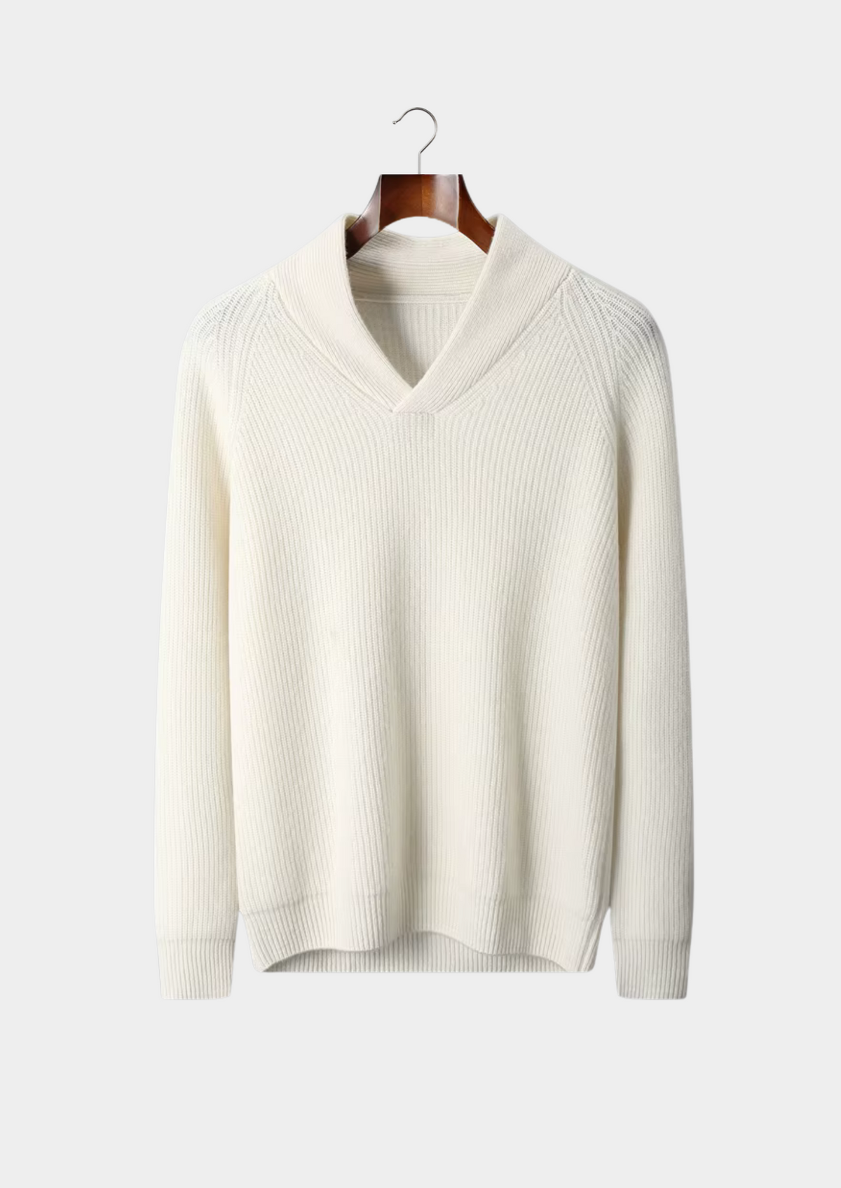 Premium Cashmere Ribbed V-Neck Sweater | Auremmont