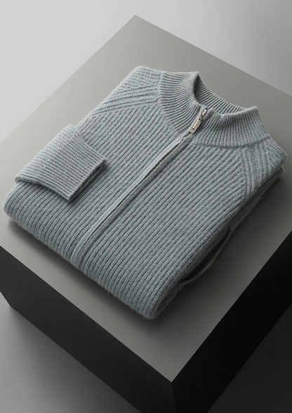 Premium Cashmere Ribbed Cardigan | Auremmont