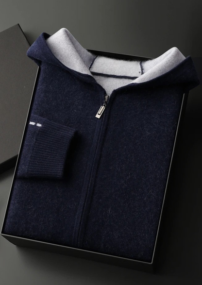 Premium Cashmere Two-Tone Zipper Hoodie | Auremmont