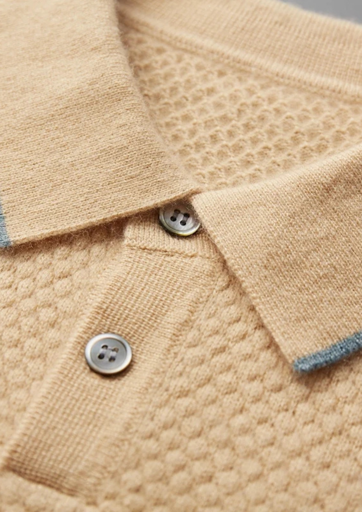Premium Cashmere Mustard Two-Tone Polo | Auremmont