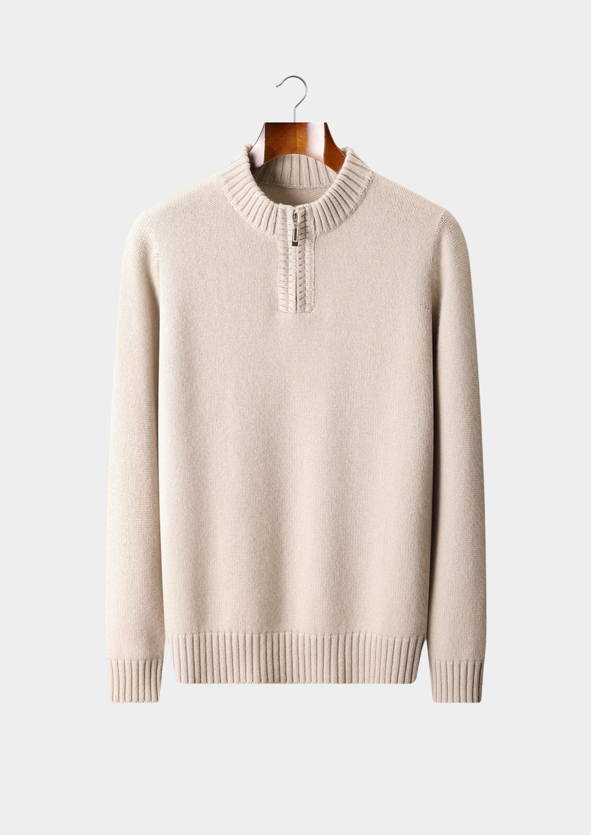 Pure Cashmere Off White Half Zip Sweater | Auremmont