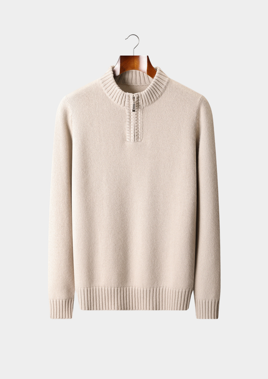 Pure Cashmere Off White Half Zip Sweater | Auremmont