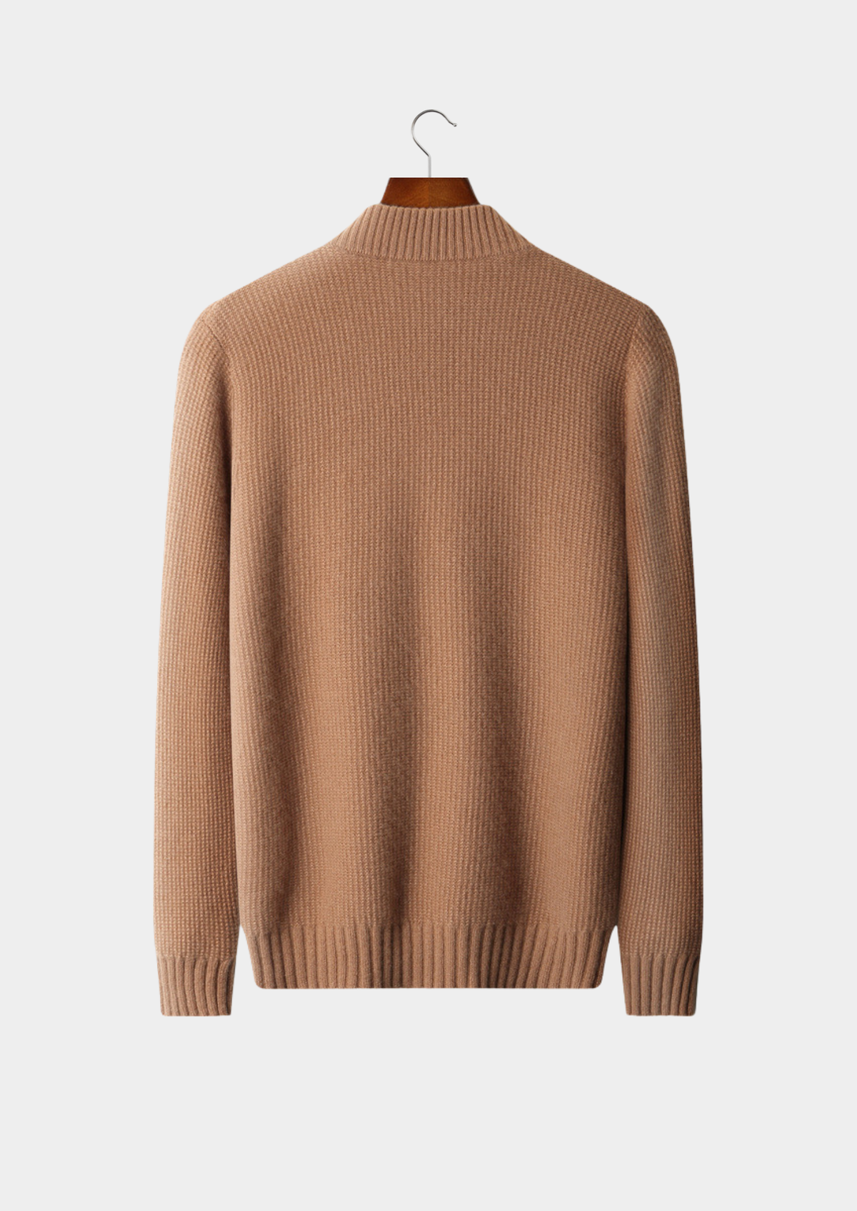 Pure Cashmere Mustard Ribbed Zip Cardigan | Auremmont