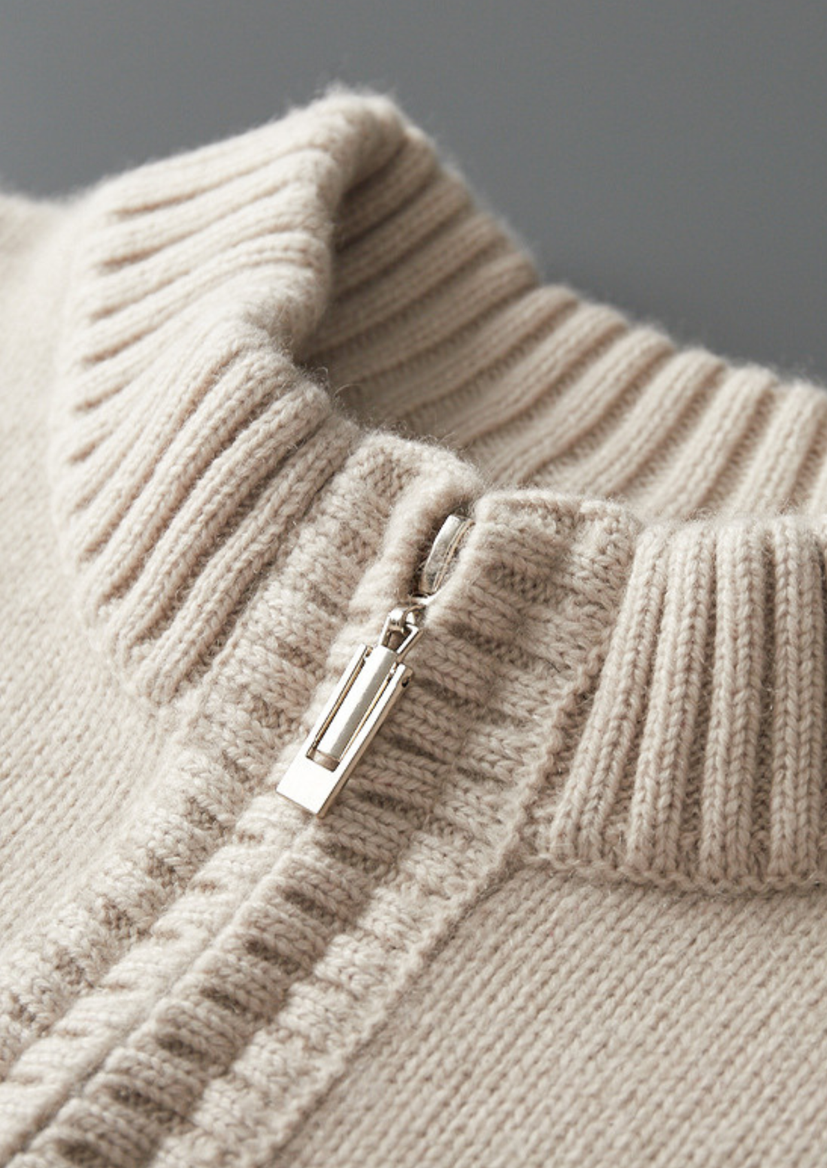 Pure Cashmere Off White Half Zip Sweater | Auremmont
