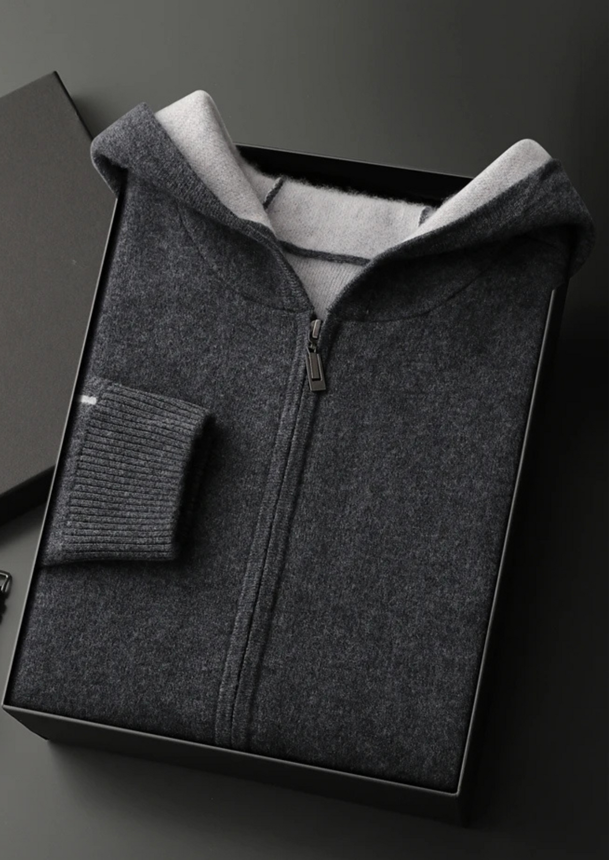 Premium Cashmere Two-Tone Zipper Hoodie | Auremmont