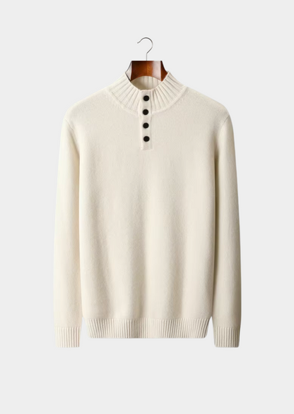 Pure Extra-Fine Merino Wool Classic Button Sweater | Auremmont