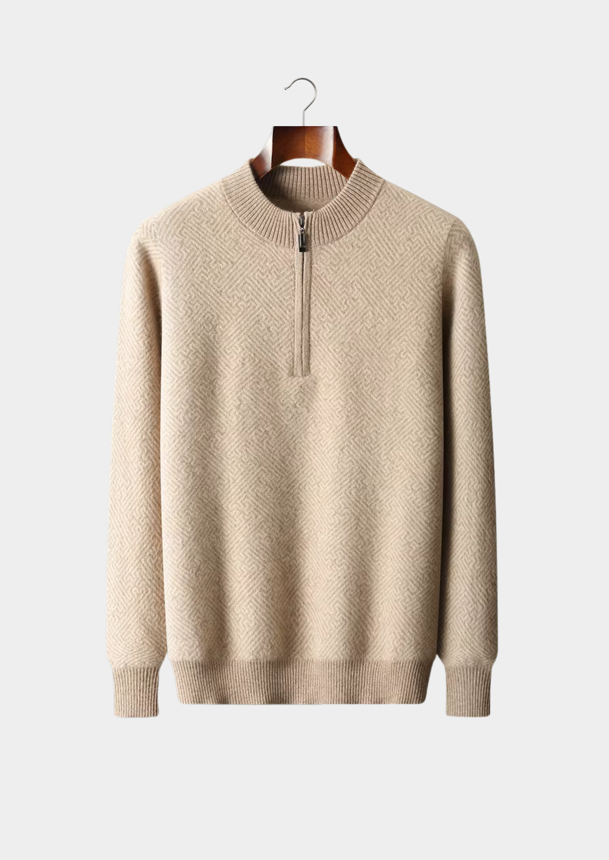 Premium Cashmere Patterned Half-Zip Sweater | Auremmont