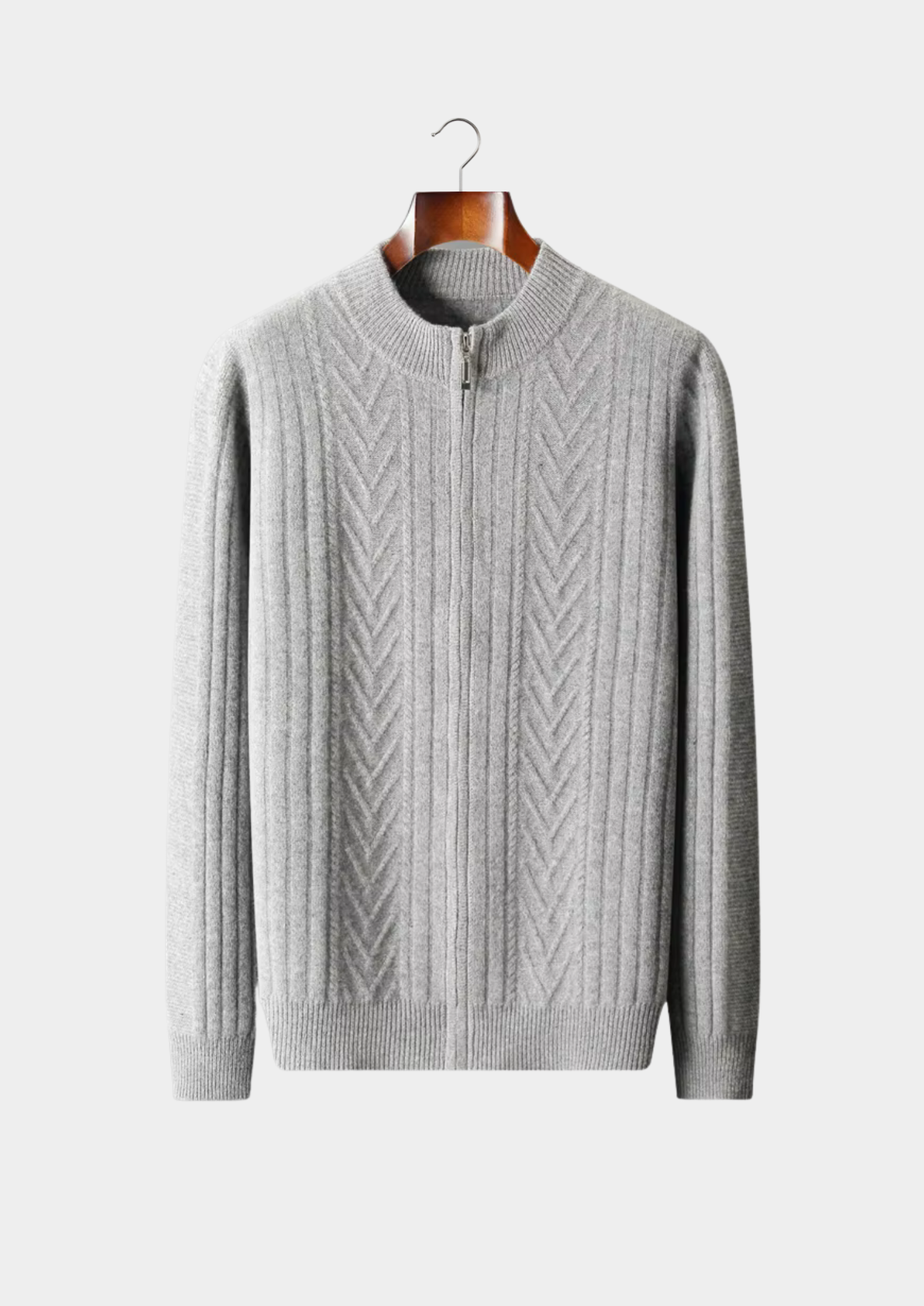 Pure Extra-Fine Merino Wool Patterned Zip Cardigan | Auremmont