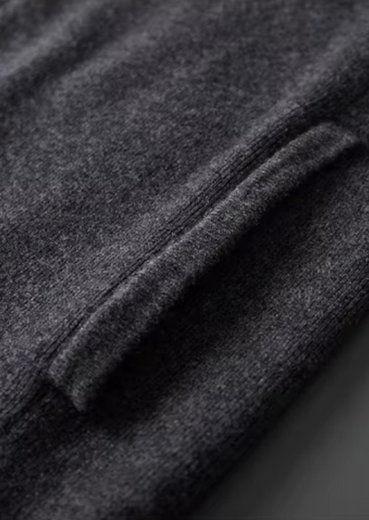 Pure Extra-Fine Merino Wool Ribbed Polo Cardigan | Auremmont