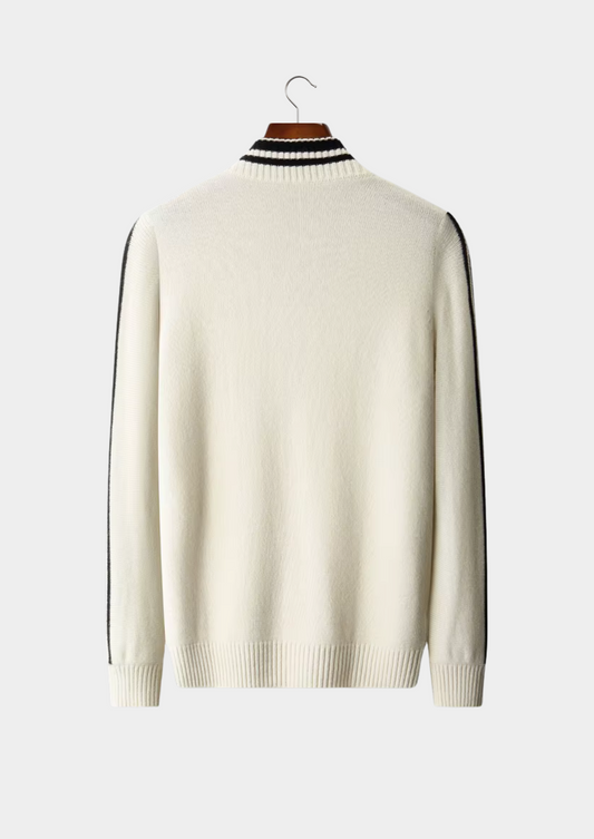 Pure Extra-Fine Merino Wool Two Tone Zip Cardigan | Auremmont