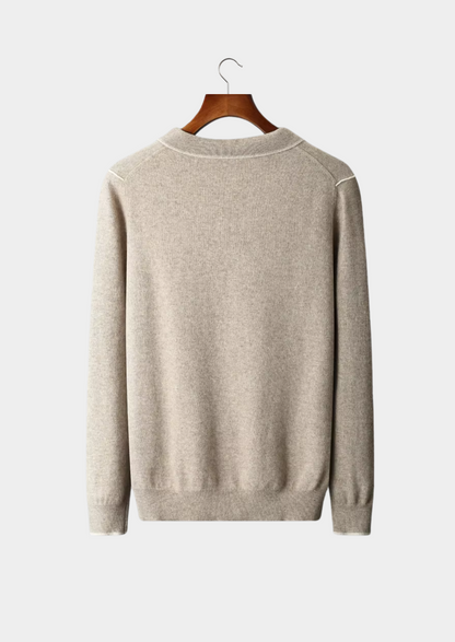 Premium Cashmere Two Tone Button Polo | Auremmont