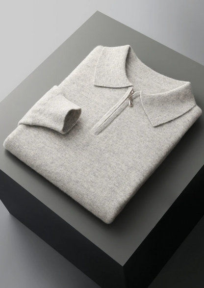 Pure Extra-Fine Merino Wool Half Zip Polo | Auremmont