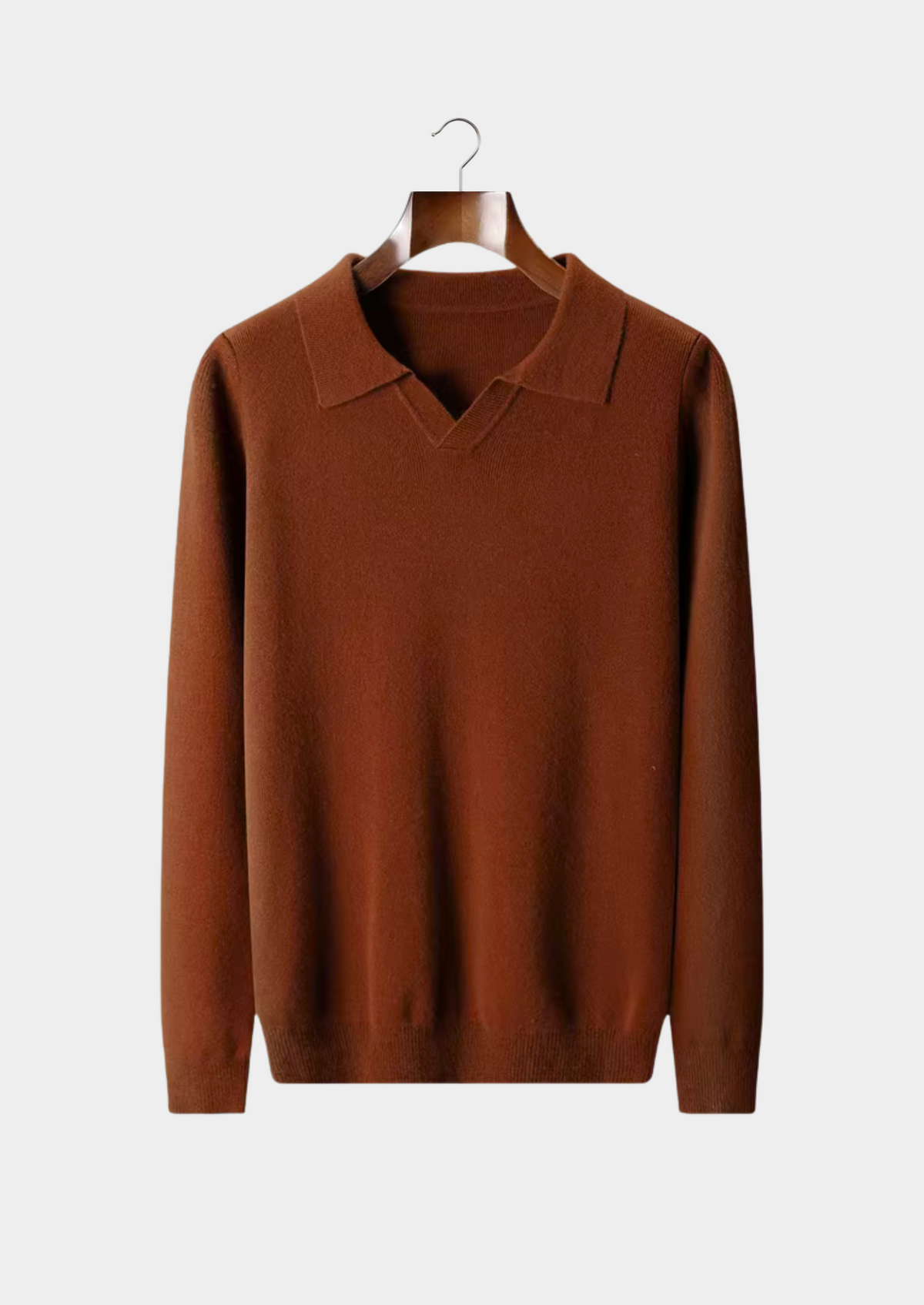 Pure Extra-Fine Merino Wool Ribbed Buttonless Polo | Auremmont