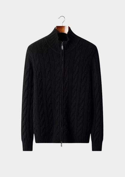 Pure Extra-Fine Merino Wool Dual-Zip Cable Cardigan | Auremmont