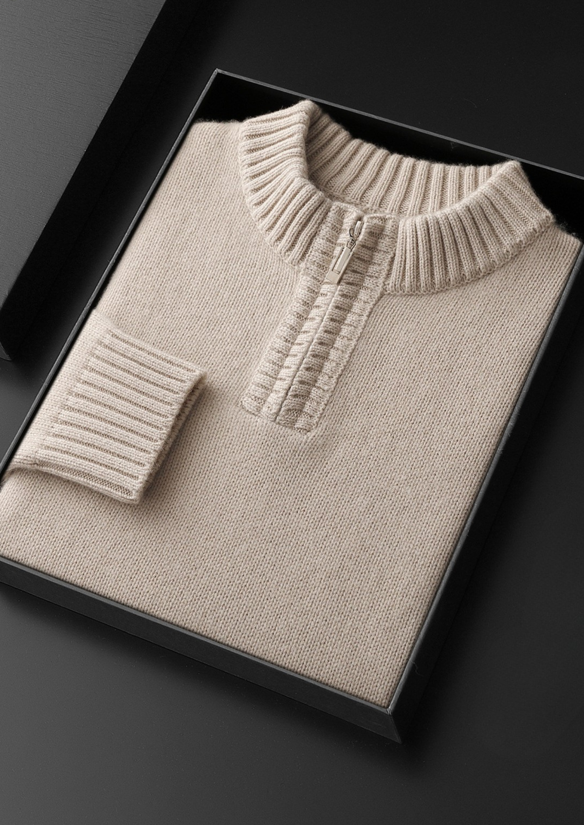 Pure Cashmere Off White Half Zip Sweater | Auremmont