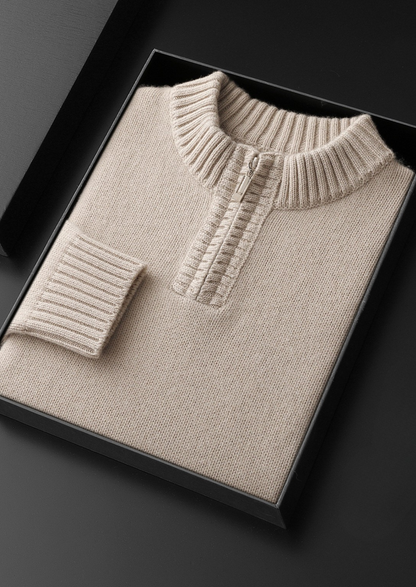 Pure Cashmere Off White Half Zip Sweater | Auremmont