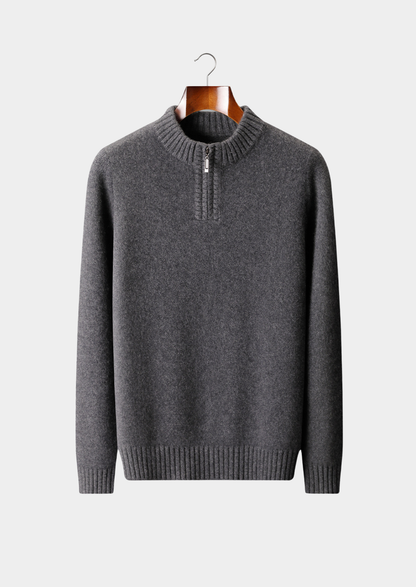 Pure Cashmere Dark Gray Half Zip Sweater | Auremmont