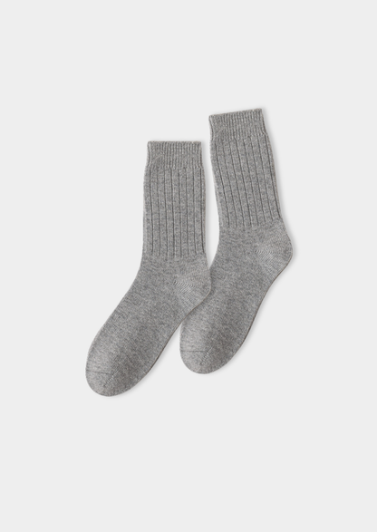 Light Gray Ultra-Soft Ribbed Merino Wool Socks | Auremmont