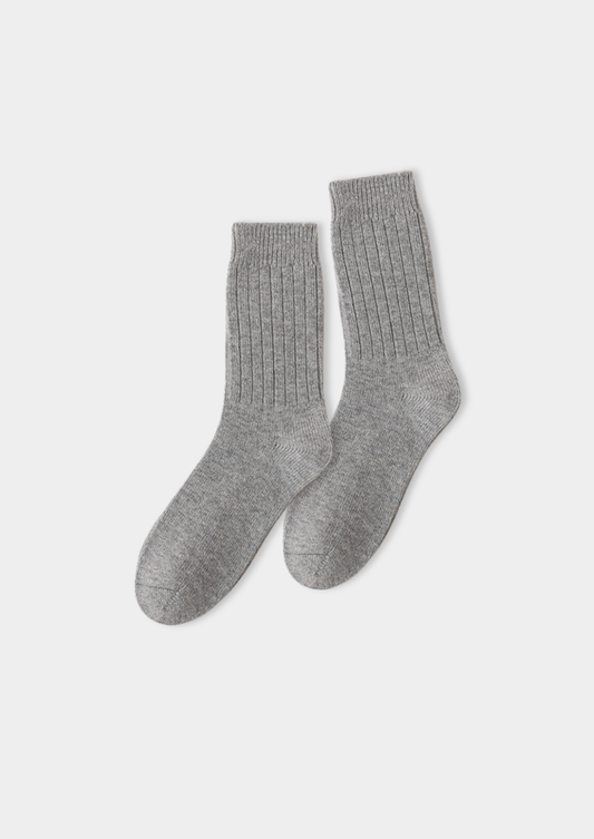 Light Gray Ultra-Soft Ribbed Merino Wool Socks | Auremmont