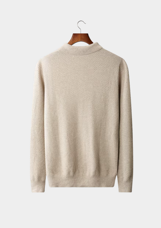 Premium Cashmere Textured Sweater Polo | Auremmont