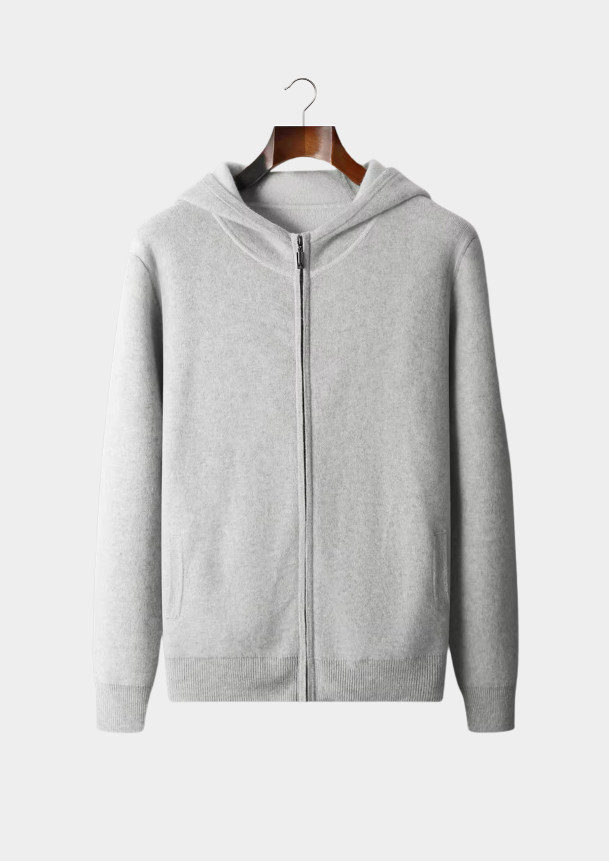 Premium Cashmere Two Tone Zipper Hoodie | Auremmont