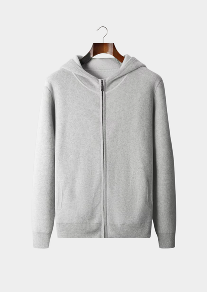 Premium Cashmere Two Tone Zipper Hoodie | Auremmont