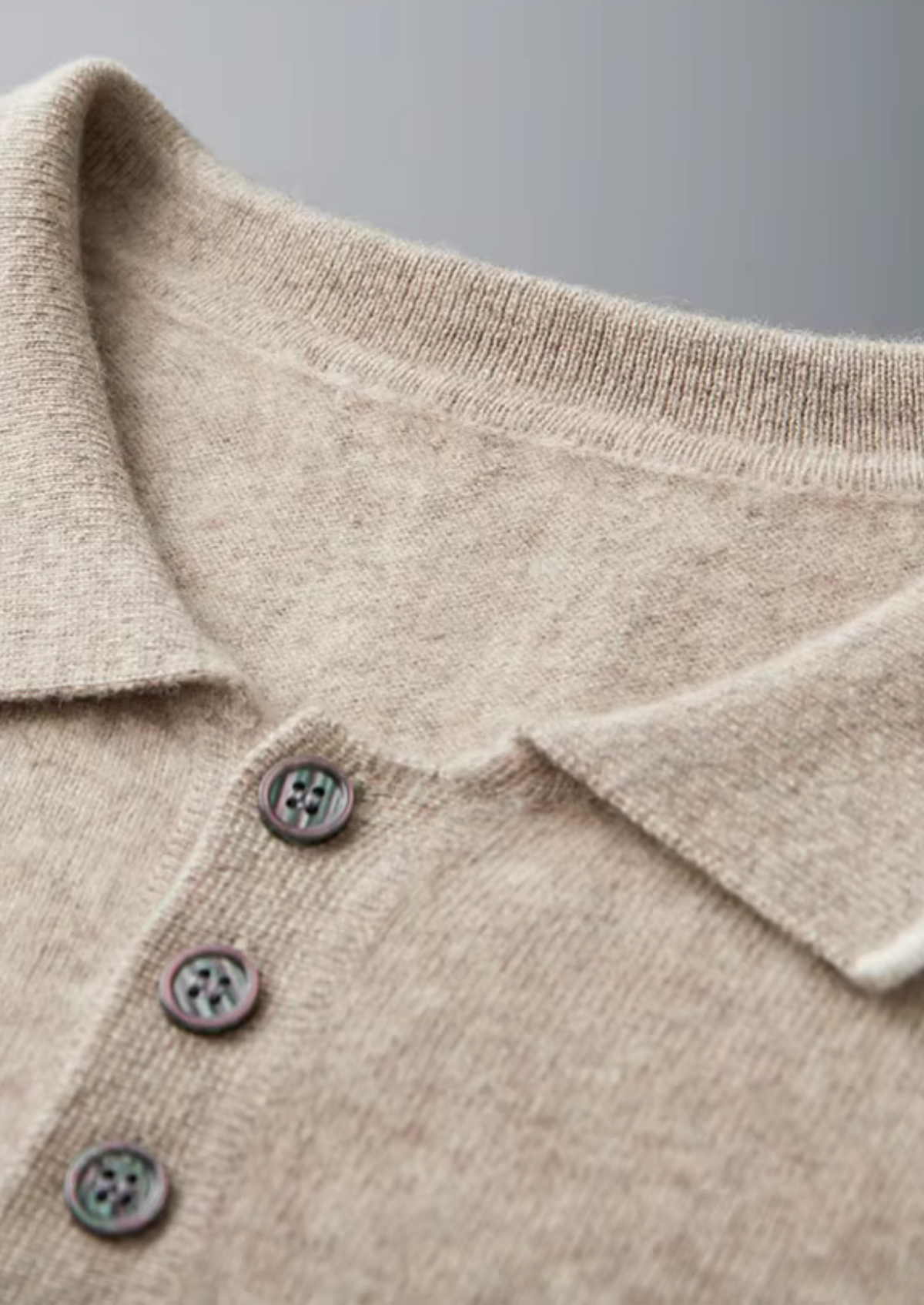 Premium Cashmere Two Tone Button Polo | Auremmont