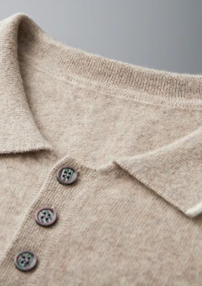 Premium Cashmere Two Tone Button Polo | Auremmont
