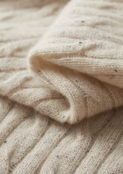 Pure Extra-Fine Merino Wool Nepped Cable Crewneck | Auremmont