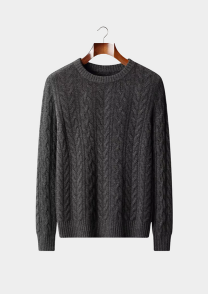 Pure Extra-Fine Merino Wool Cable Knit Crewneck | Auremmont