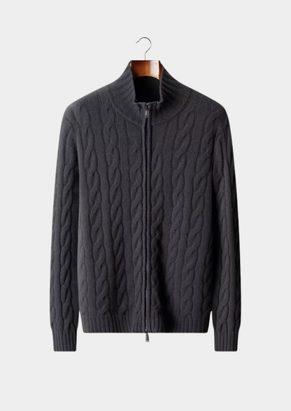 Pure Extra-Fine Merino Wool Dual-Zip Cable Cardigan | Auremmont