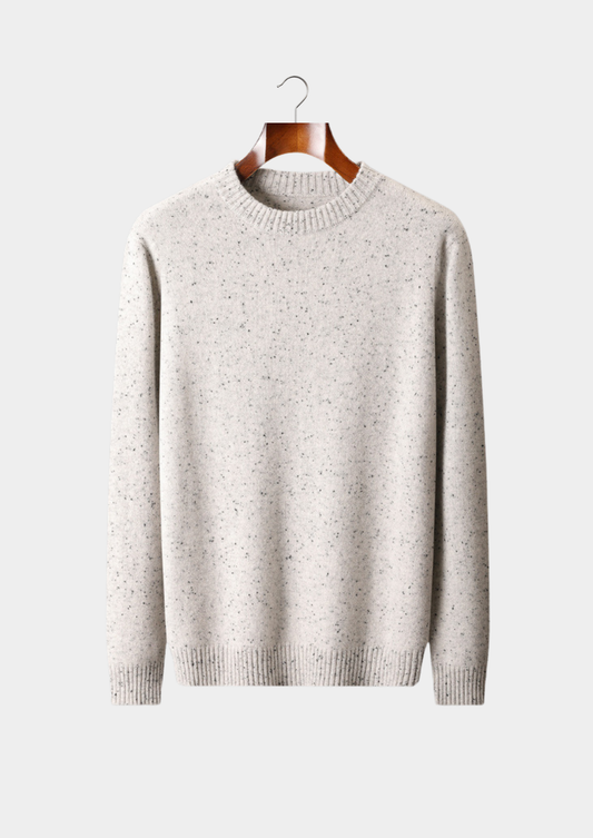 Pure Cashmere White Nepped Essential Crewneck | Auremmont