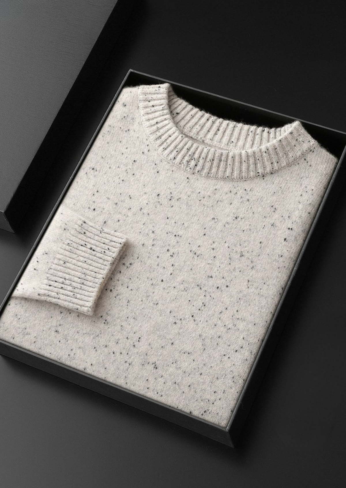 Pure Cashmere White Nepped Essential Crewneck | Auremmont
