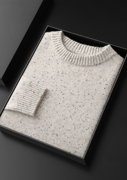 Pure Cashmere White Nepped Essential Crewneck | Auremmont